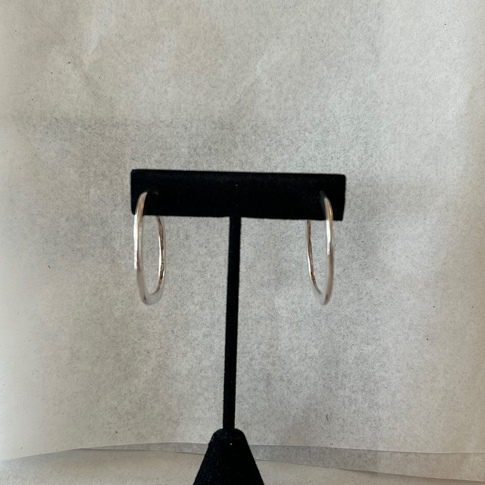 Solid Silver Square Hoop Earrings - image 1